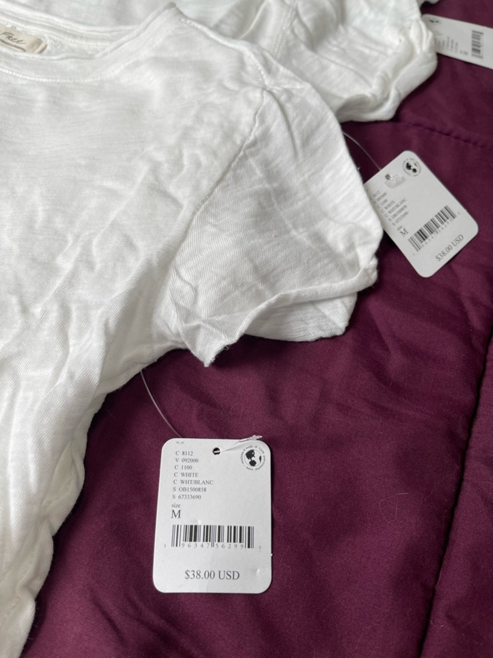 3 Piece Bundle Free People Be My Baby Short Sleeve Tee Medium White NWT - Picture 3 of 8